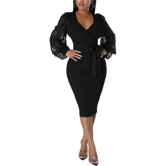 green emerald velvet dress Semi-Formal Bodycon Wrap Dress With Side Pleating And Stretch Fabric main image 1